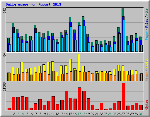 Daily usage for August 2013