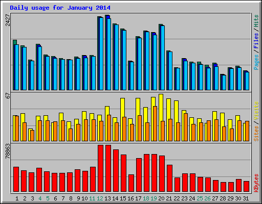 Daily usage for January 2014