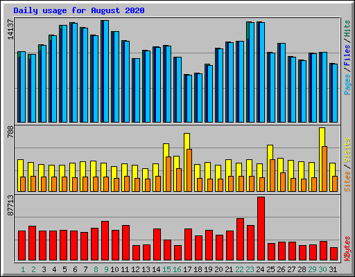 Daily usage for August 2020