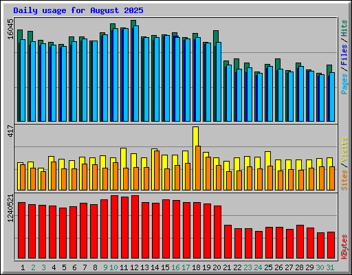 Daily usage for August 2025