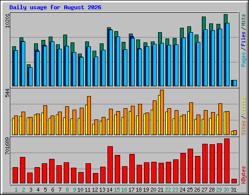 Daily usage for August 2026